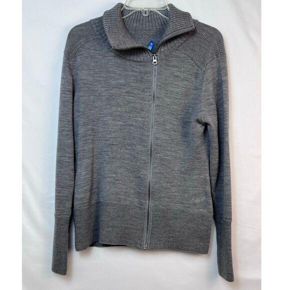 Kuhl Sweaters - Kuhl Womens Medium Gray Merino Wool Blend Zip Front Long Sleeve Winter Cardigan